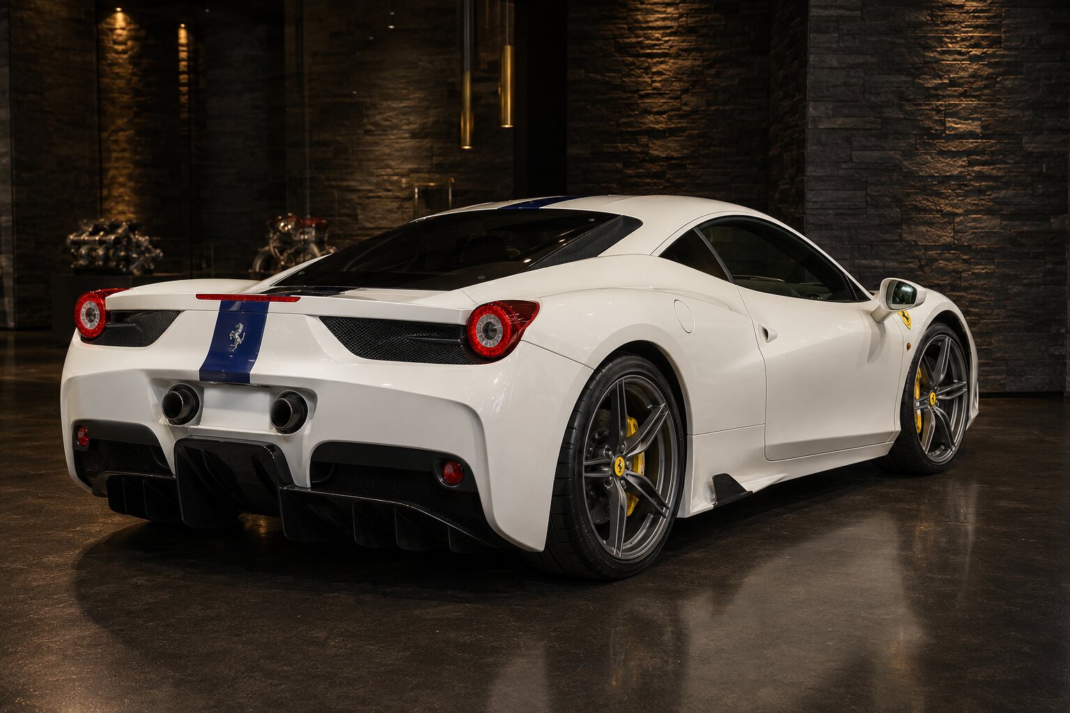 Ferrari 458 Speciale rear three-quarter view