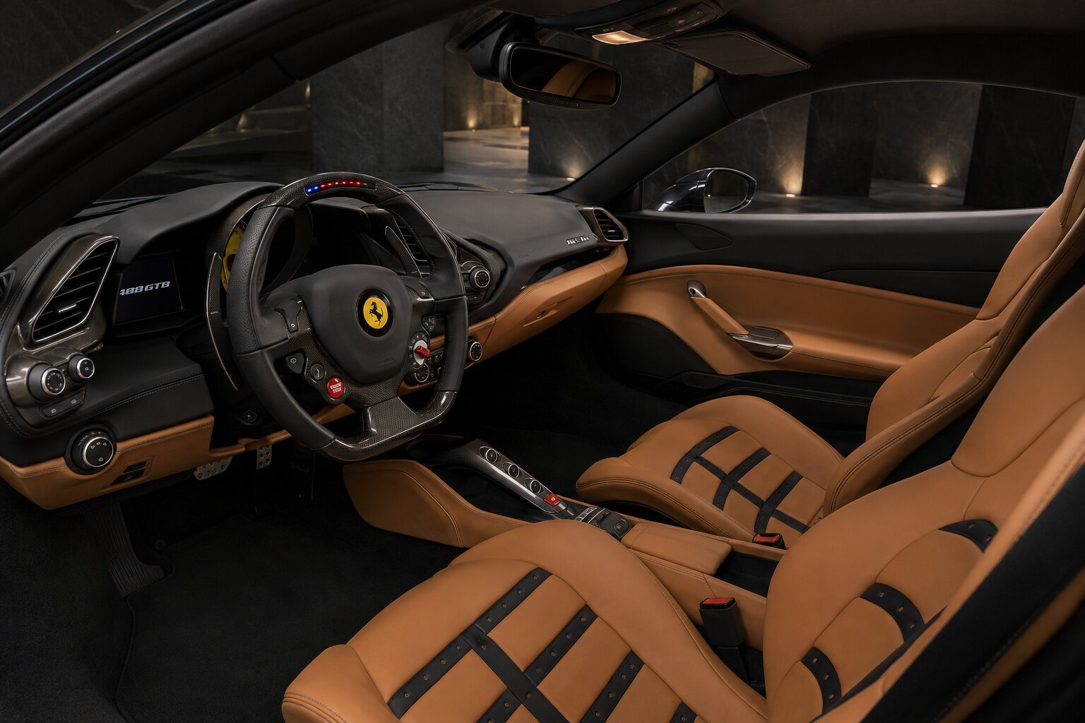 Ferrari 488 GTB interior view
