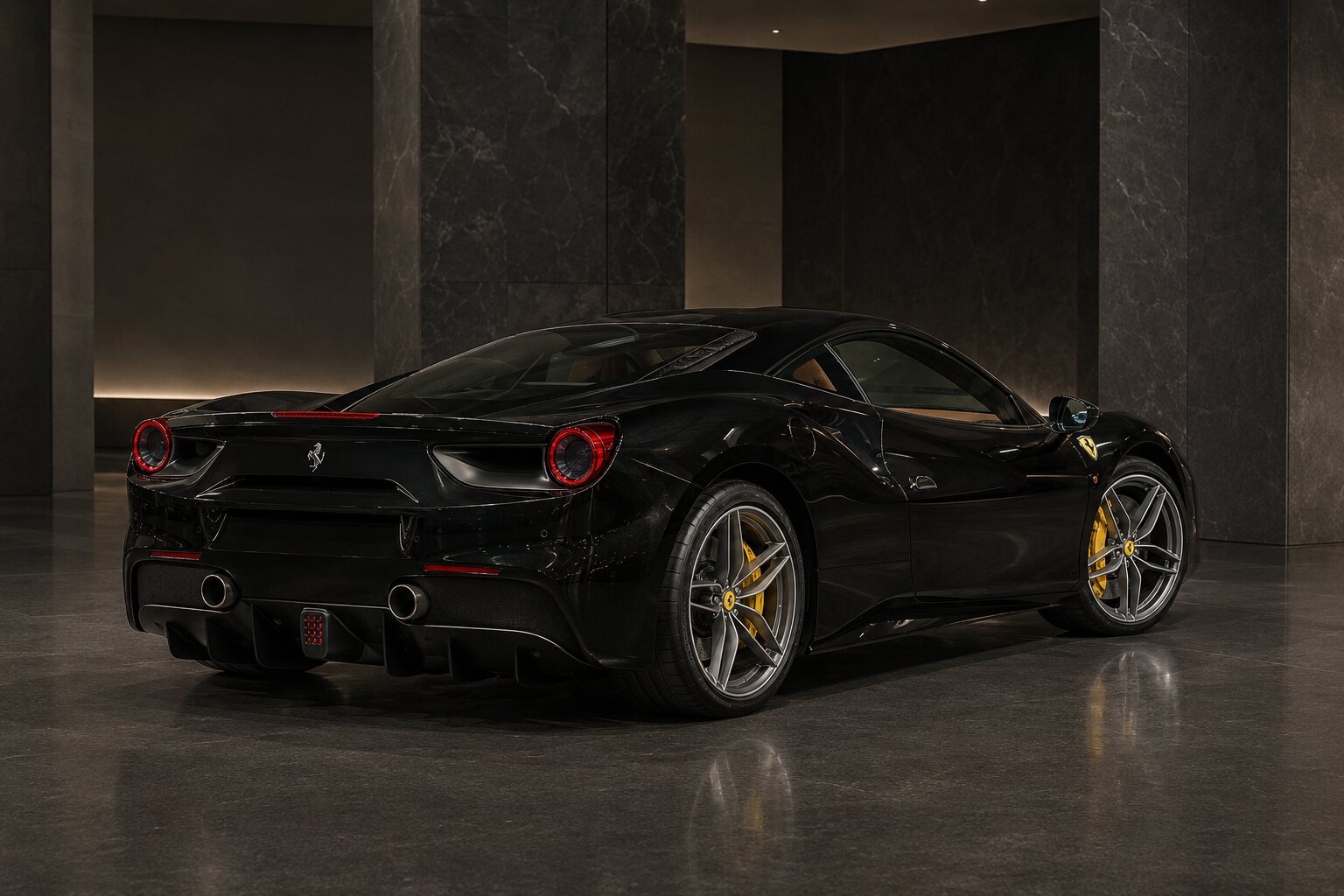 Ferrari 488 GTB rear three-quarter view