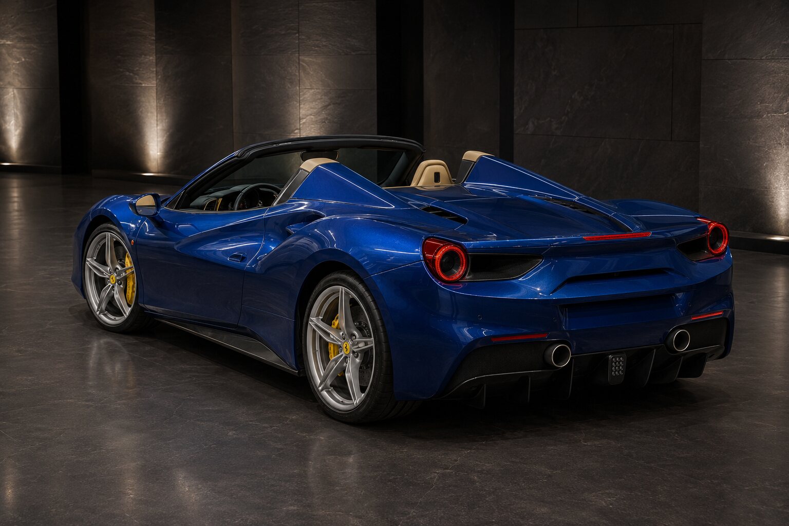 Ferrari 488 Spider rear three-quarter view