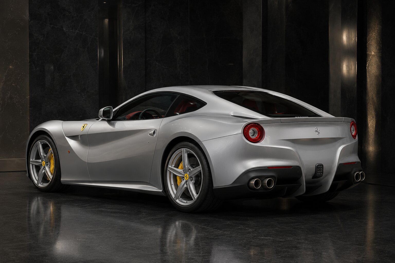 Ferrari F12berlinetta rear three-quarter view