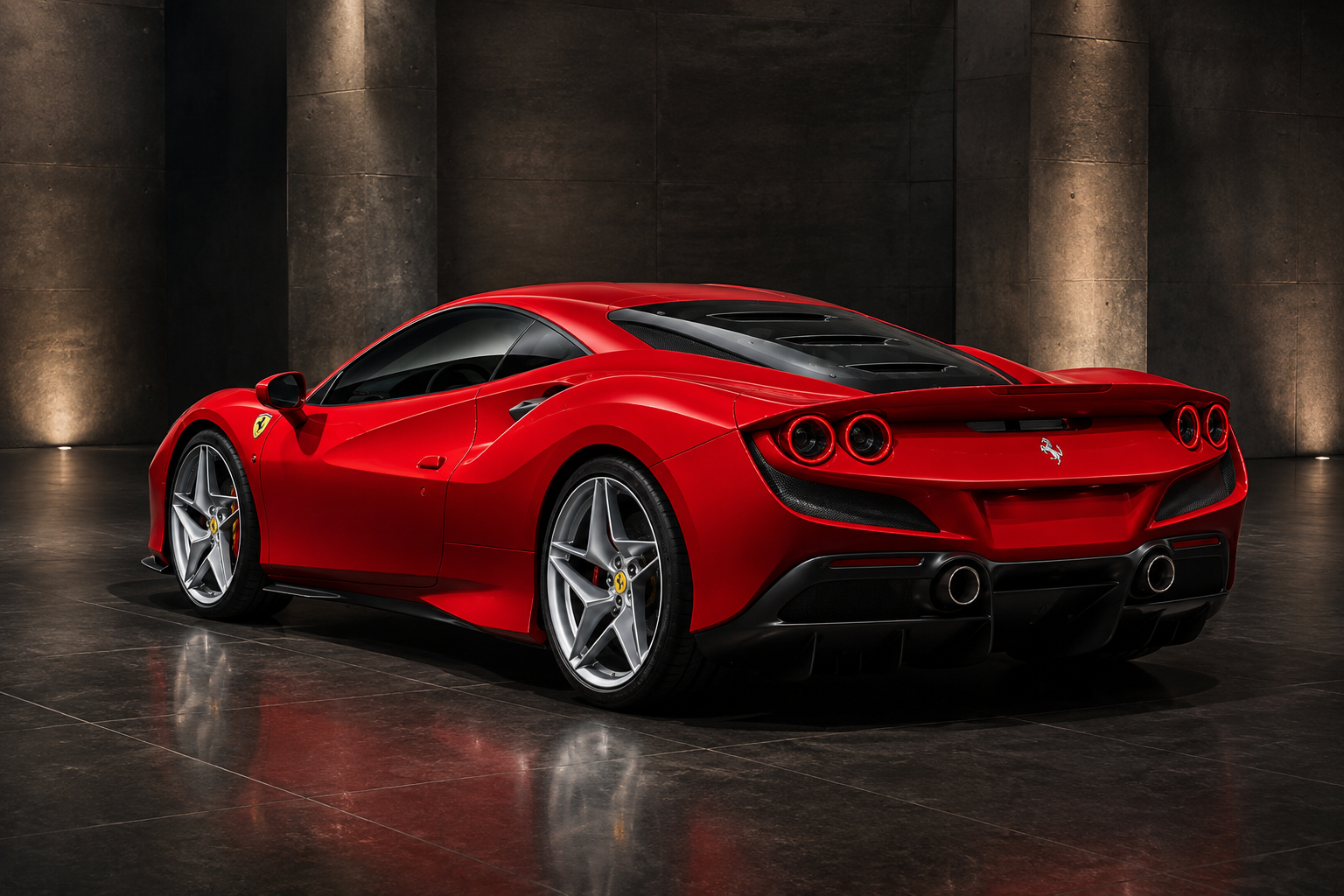 Ferrari F8 Tributo rear three-quarter view