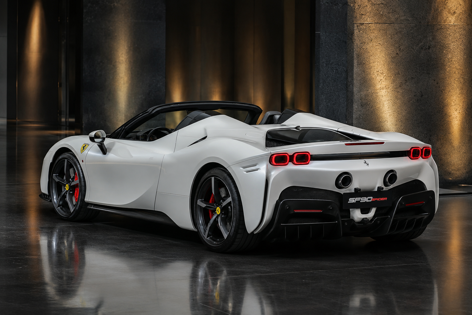 Ferrari SF90 Spider rear three-quarter view