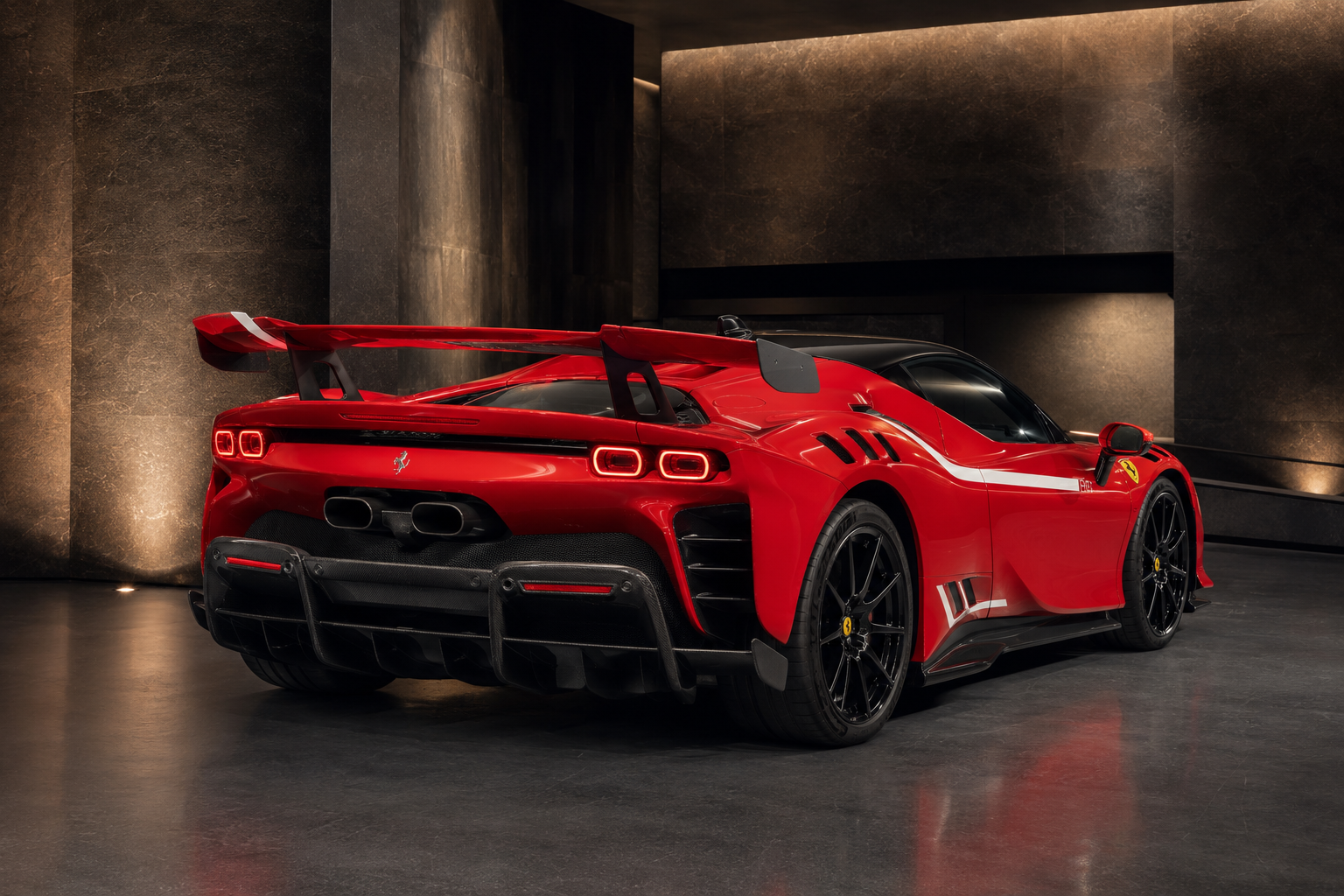 Ferrari SF90 XX Stradale rear three-quarter view